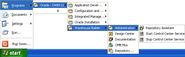 Screenshot van Oracle Warehouse Builder software.