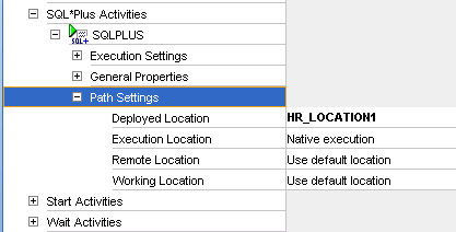 SQL PLUSアクティビティのパス設定。