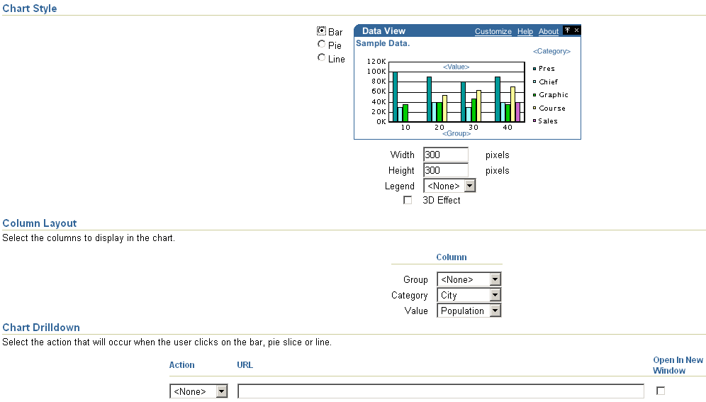 Shows Layout tab for Chart style.