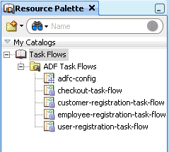 Resource catalog contains ADF objects, such as regions.