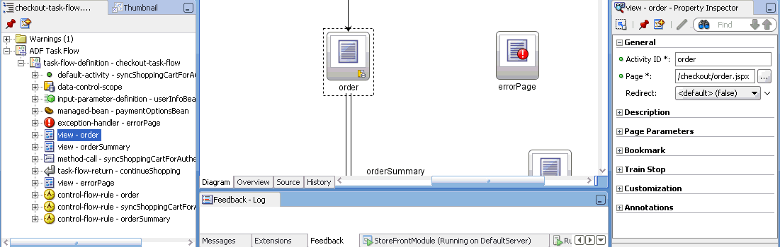 Property drawer shows properties of selected item