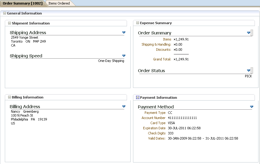 MyOrders page with 4 expanded panelBox