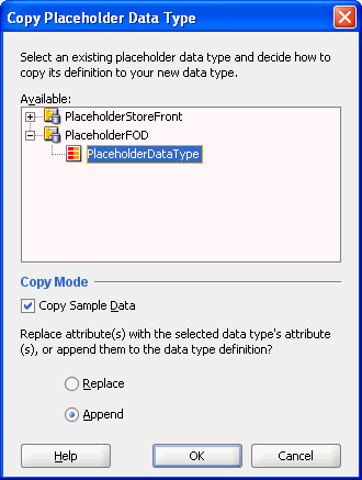 Copy Placeholder Data Type dialog.