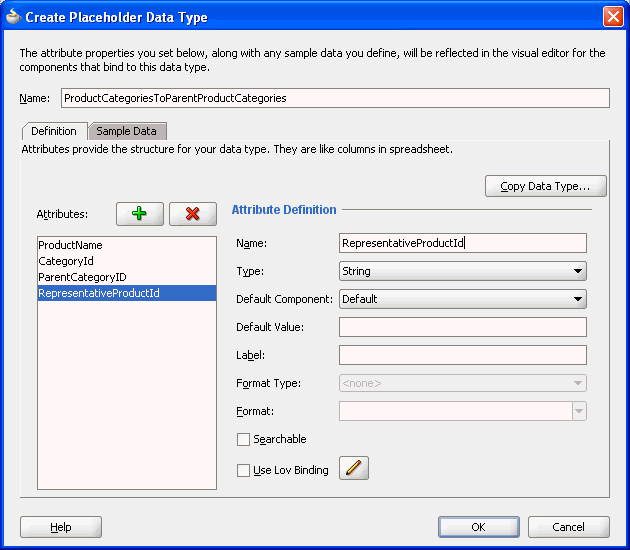 Create Placeholder Data Type dialog