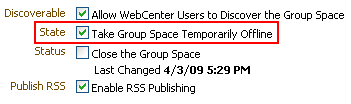 Take Group Space Offline enabled