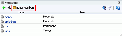 Email Members icon in the Members task flow