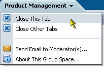 Group space actions menu