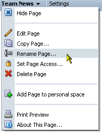 Rename Page option on a page actions menu