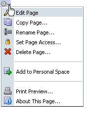 A Page Actions menu