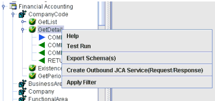 「BAPI_COMPANYCODE_GETDETAIL」ノードを右クリックした状態 「BAPI_COMPANYCODE_GETDETAIL」ノードを右クリックした状態