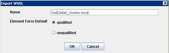 「WSDLのエクスポート」ダイアログ・ボックス 「WSDLのエクスポート」ダイアログ・ボックス