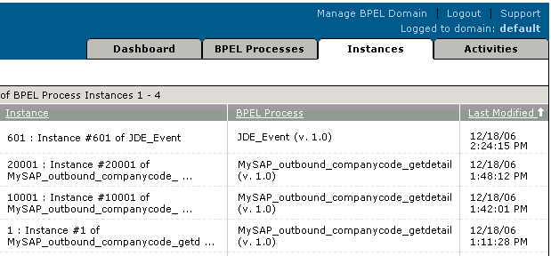「インスタンス」タブ 「インスタンス」タブ