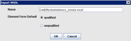 「WSDLのエクスポート」ダイアログ・ボックス 「WSDLのエクスポート」ダイアログ・ボックス