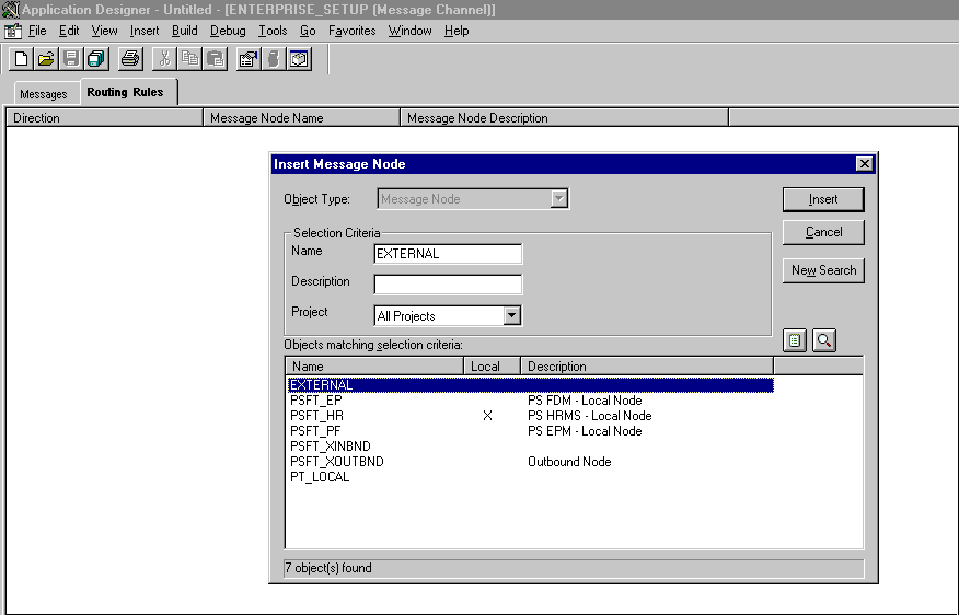 「Insert Message Node」ダイアログ・ボックス 「Insert Message Node」ダイアログ・ボックス