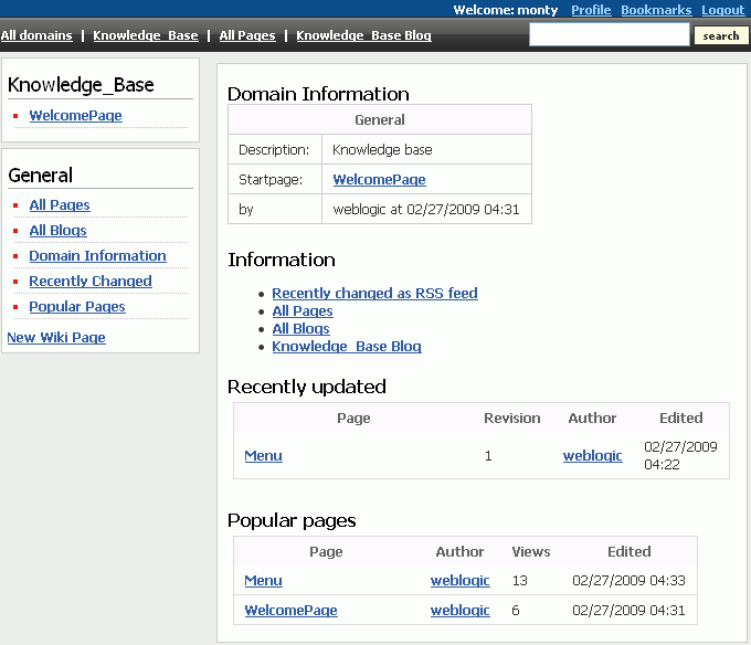 A wiki domain information page A wiki domain information page
