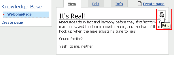 Print icon on a wiki page