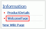 WelcomePage link on a wiki page WelcomePage link on a wiki page