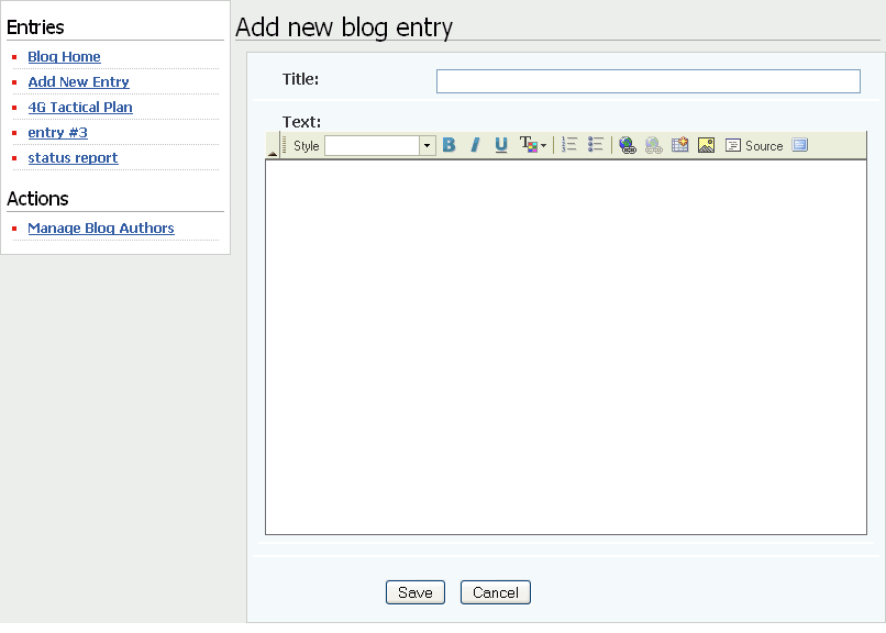 Add new blog entry page