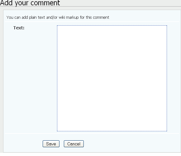 Text field in the Add your comment dialog box Text field in the Add your comment dialog box