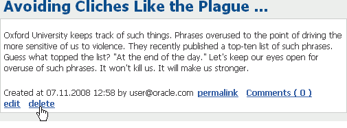 Delete link on a blog entry