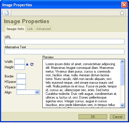 Image Info tab in Image Properties dialog box