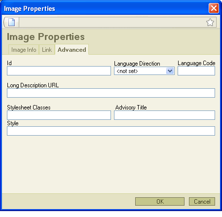 Advanced tab in Image Properties dialog box