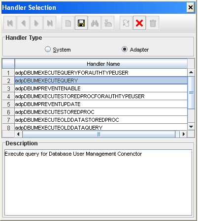 Handler Selection Window