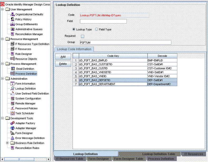 Lookup Definition mapping