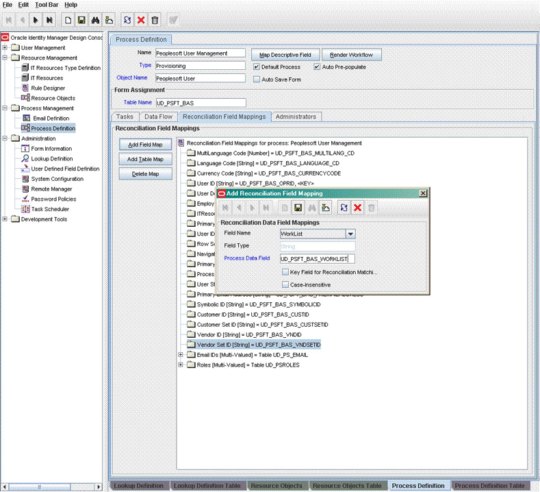 Reconciliation Data Field Mapping