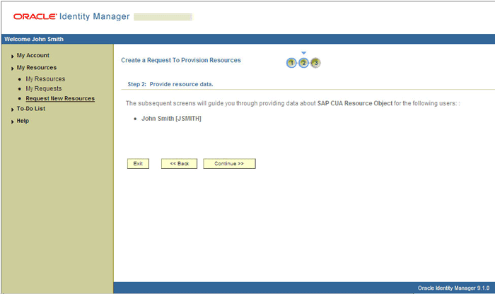 The Step 2: Provide resource data page