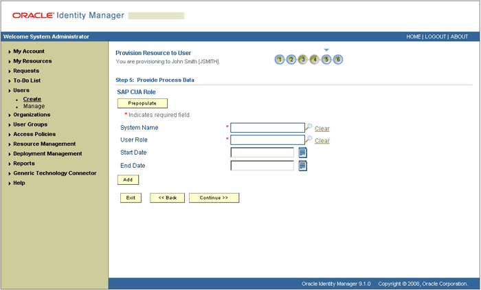 The Step 5: Provide Process Data page