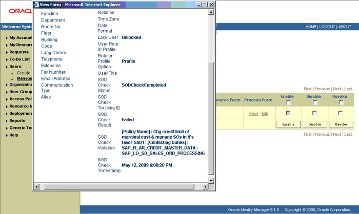 The Resource Provisioning Details page