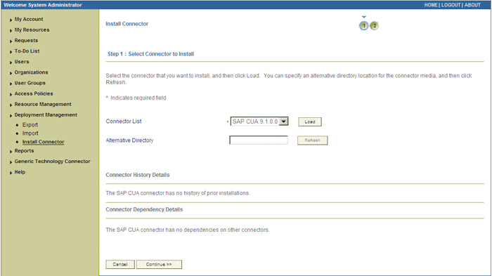 Connector Installer after clicking Load