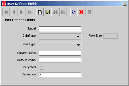 User defined fields window