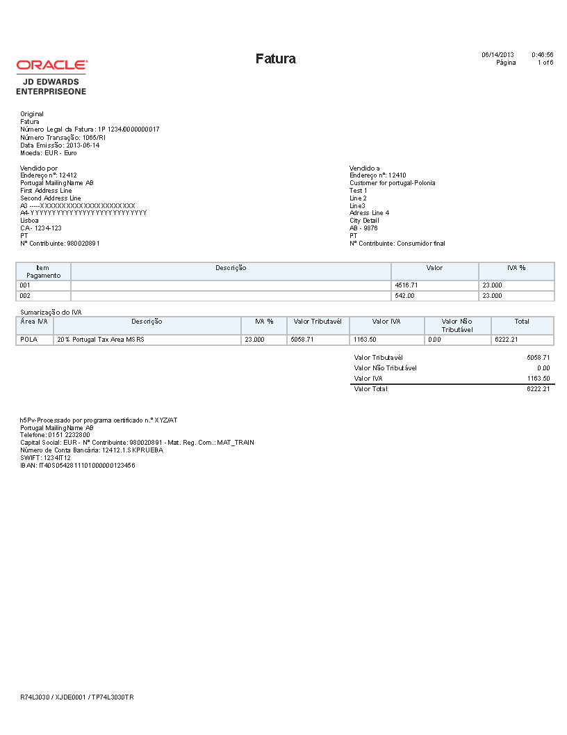 invoice samples for portugal