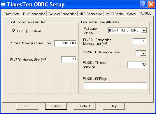 PL/SQL接続属性
