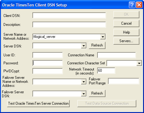 TimesTen Client DSN Setup