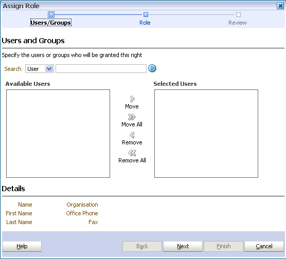 Assign role wizard users and groups