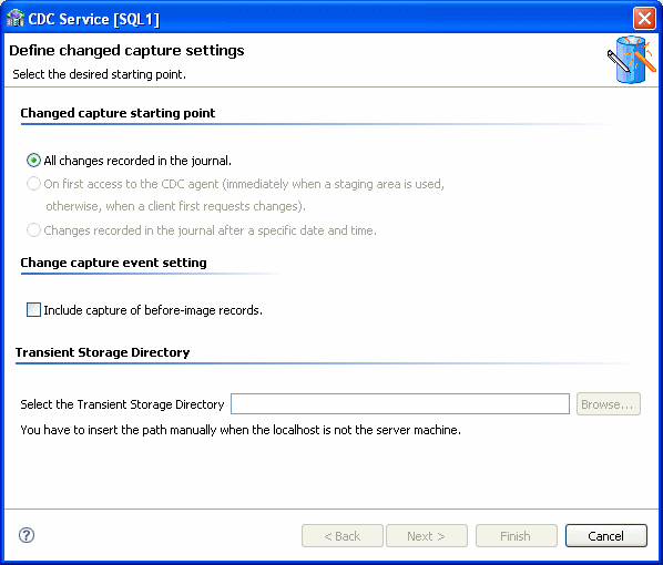 Define changed capture settings
