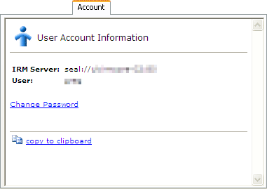Account tab for 10g sealed documents