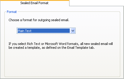Sealed Email Format tab