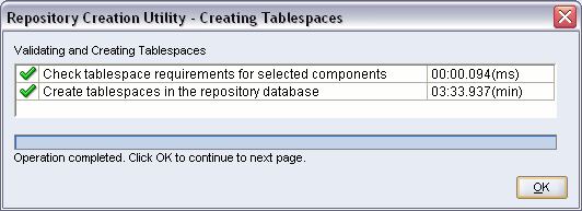 validating and creating tablespaces