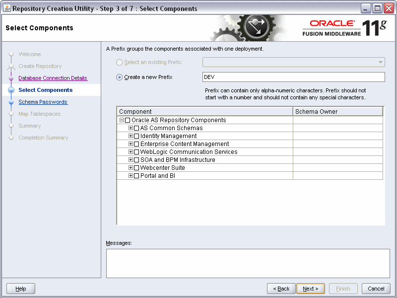 rcu select components screen