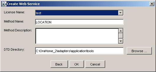 License and method name dialog box