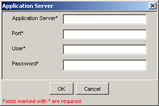 Application Server dialog box
