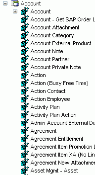 A Siebel Account Business Object expanded.