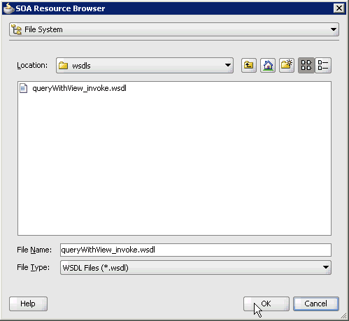 SOA Resource Browser dialog box