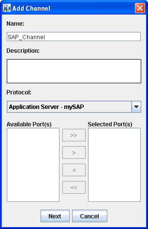 Add Channel dialog box