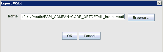 Export WSDL dialog box