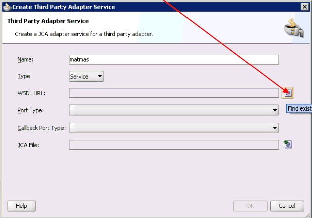 Create Third Party Adapter Service dialog box